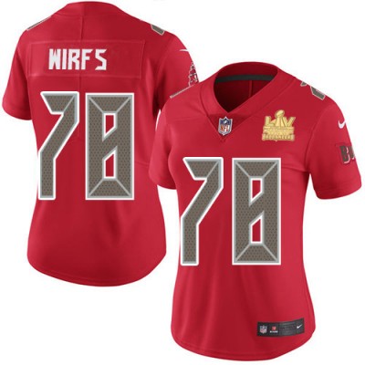 Nike Tampa Bay Buccaneers #78 Tristan Wirfs Red Women's Super Bowl LV Champions Patch Stitched NFL Limited Rush Jersey